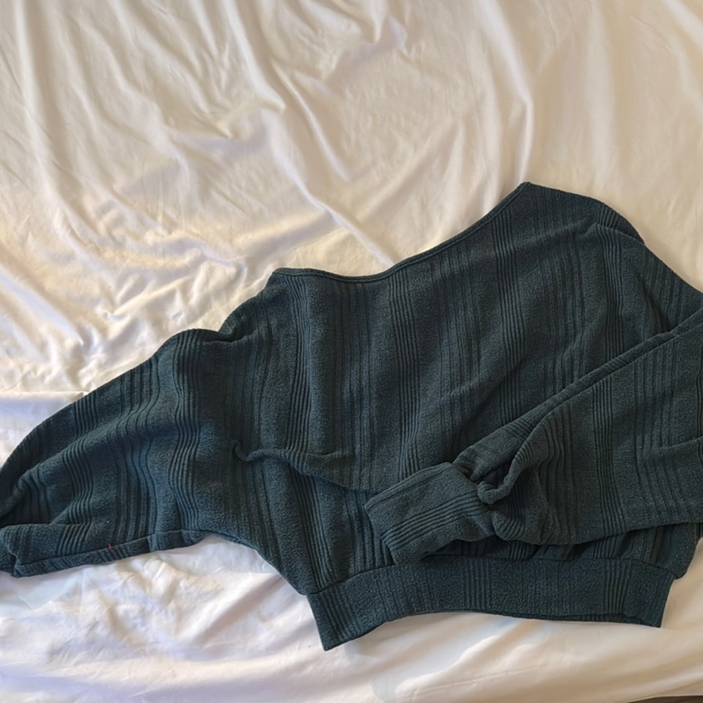 SHEIN Dark Green Off-the-Shoulder Sweater